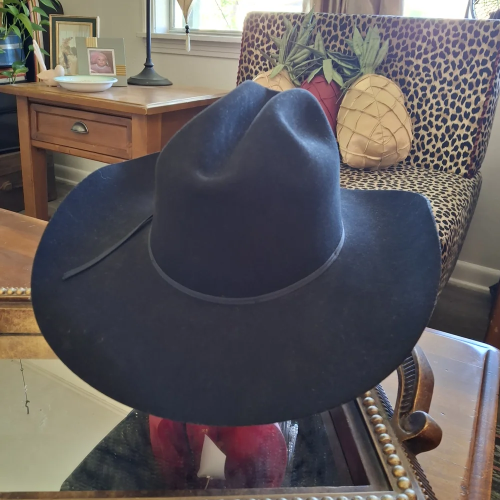 Men's Black Long Oval Felt Hat 7 1/4 American Hat Co. - Picture 3 of 11